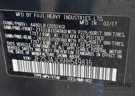 2017 Subaru Forester 2.5I Limited from USA, damaged, VIN JF2SJAJC6HH549835